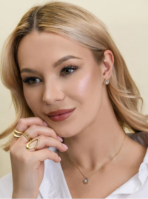 Naszyjnik kółeczko, Opal, stal pozłacana S312704Z00