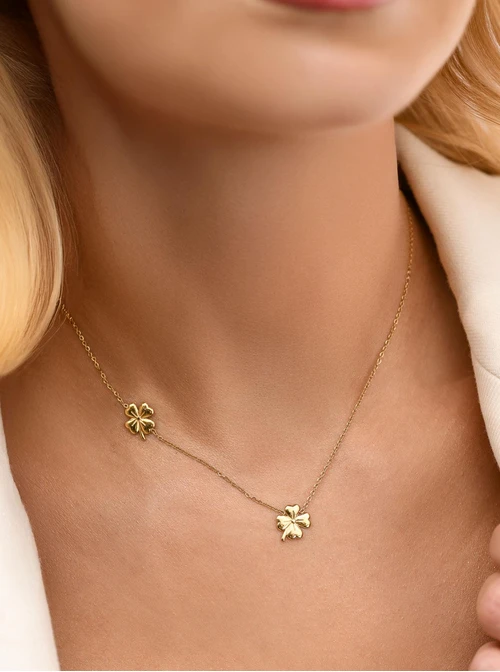 Naszyjnik koniczynki, stal pozłacana S312407Z00