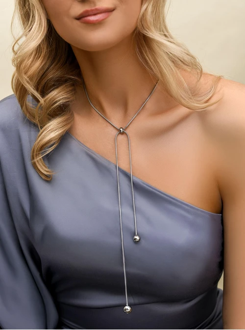 Naszyjnik krawatka, kulki, stal S312556S00