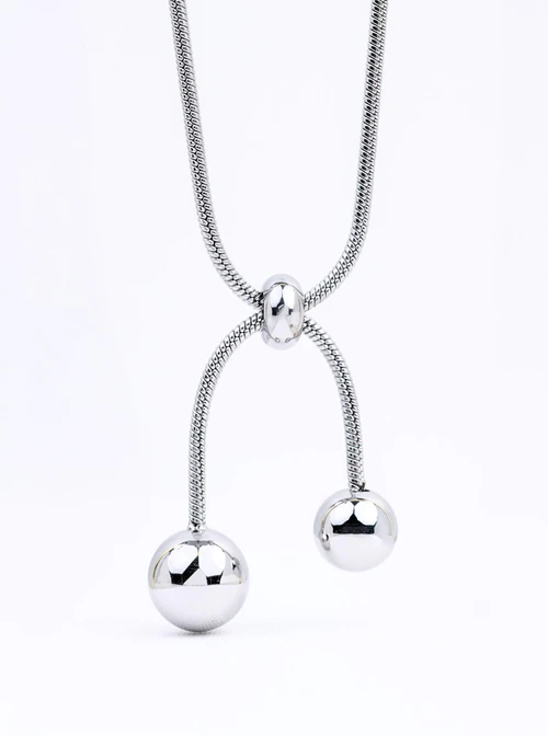 Naszyjnik krawatka, kulki, stal S312556S00