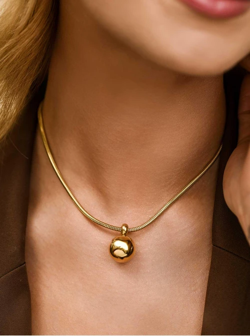 Naszyjnik kulka, stal pozłacana S312561Z00