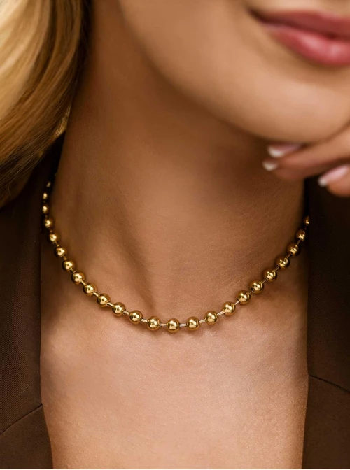 Naszyjnik kulki, stal pozłacana S312562Z00