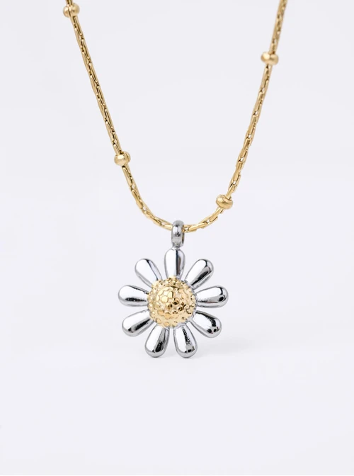 Naszyjnik kwiatuszek, stal pozłacana S312357M00
