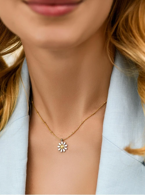 Naszyjnik kwiatuszek, stal pozłacana S312357M00