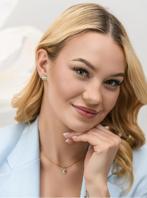 Naszyjnik kwiatuszek, stal pozłacana S312357M00