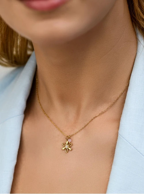 Naszyjnik kwiatuszek, stal pozłacana S312408Z00