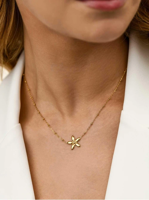 Naszyjnik kwiatuszek, stal pozłacana S312433Z00