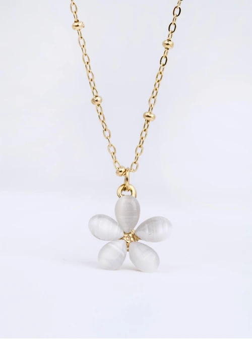 Naszyjnik kwiatuszek, stal pozłacana S312663Z00