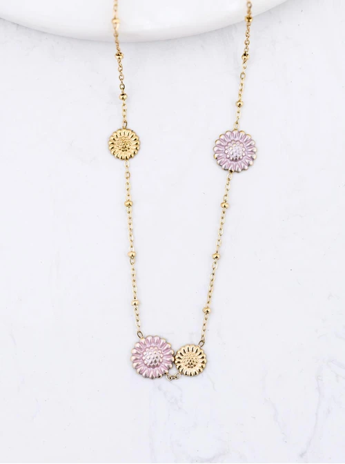 Naszyjnik kwiatuszki, stal pozłacana S312452Z00