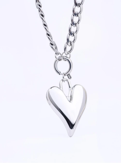Naszyjnik łańcuch, serce, stal S312666S00