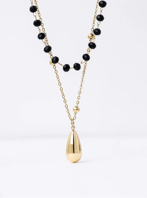 Naszyjnik podwójny dmuchana kropelka, stal pozłacana S312246Z00