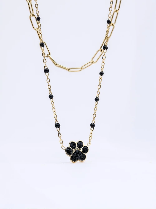 Naszyjnik podwójny łapka, stal pozłacana S312690Z01