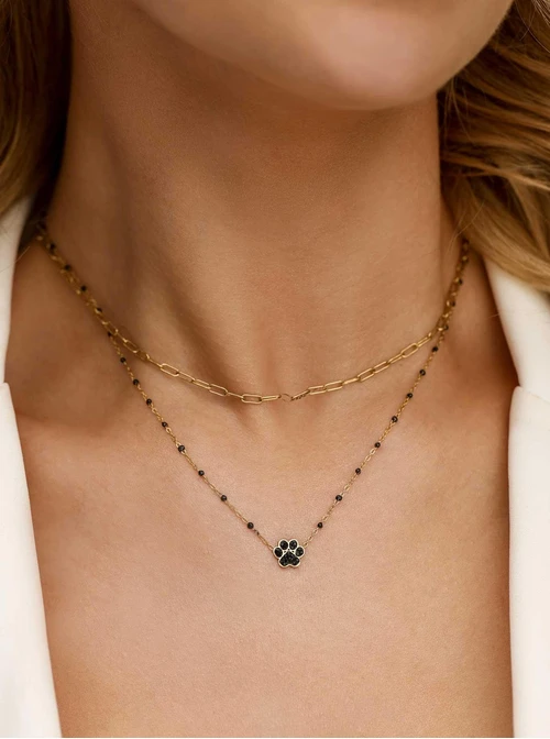 Naszyjnik podwójny łapka, stal pozłacana S312690Z01