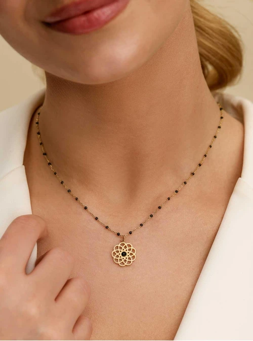 Naszyjnik rozeta, stal pozłacana S312713Z00