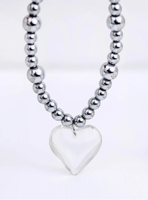 Naszyjnik serce, Hematyt, stal S312612S00