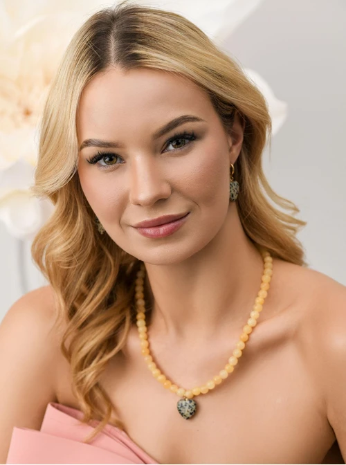 Naszyjnik serce, Jaspis Dalmatyńczyk, stal pozłacana S312573Z00