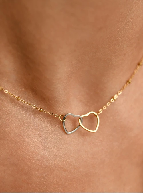 Naszyjnik serduszka, stal pozłacana S312653M00