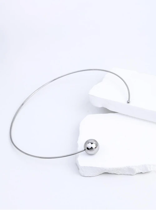 Naszyjnik sztywny, otwarty, kulka, stal S312543S00