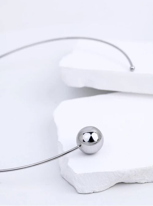 Naszyjnik sztywny, otwarty, kulka, stal S312543S00