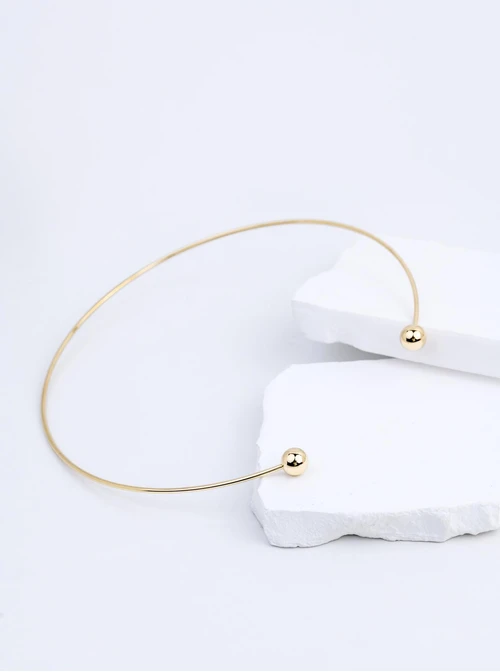 Naszyjnik sztywny, otwarty, kulki, stal pozłacana S312537Z00