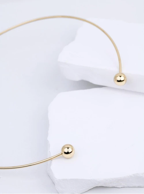 Naszyjnik sztywny, otwarty, kulki, stal pozłacana S312537Z00