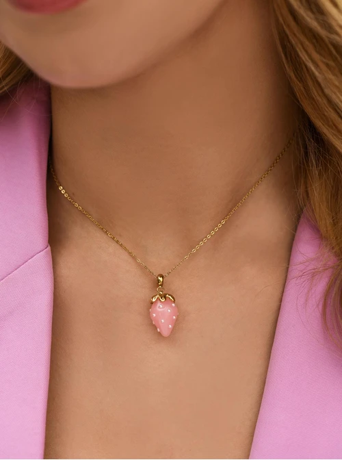 Naszyjnik truskawka, stal pozłacana S312430Z06