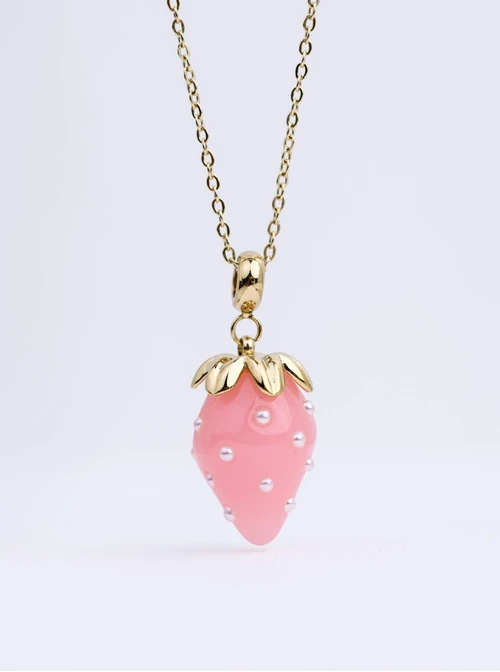 Naszyjnik truskawka, stal pozłacana S312430Z06