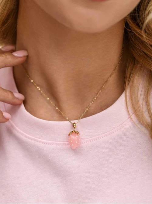 Naszyjnik truskawka, stal pozłacana S312430Z06