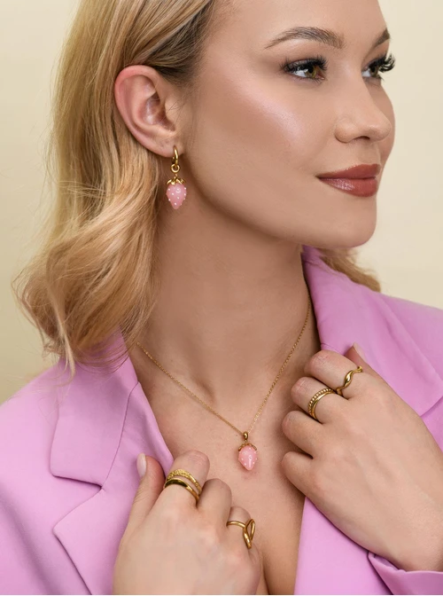 Naszyjnik truskawka, stal pozłacana S312430Z06