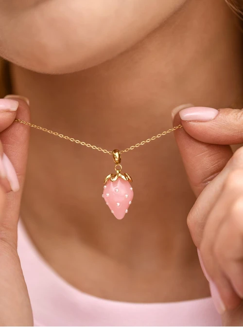 Naszyjnik truskawka, stal pozłacana S312430Z06