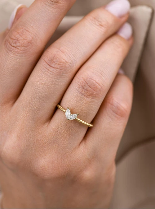 Pierścionek kryształki, stal pozłacana S412497Z00