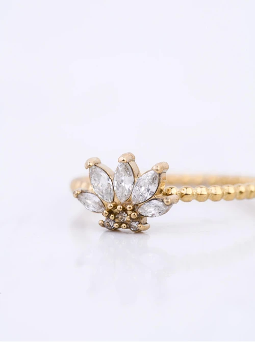 Pierścionek kryształki, stal pozłacana S412508Z00