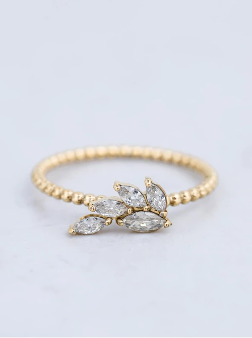 Pierścionek kryształki, stal pozłacana S412509Z00