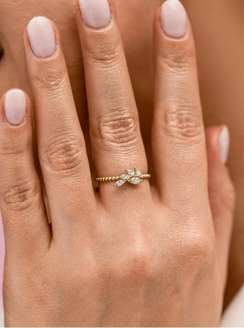 Pierścionek kryształki, stal pozłacana S412509Z00