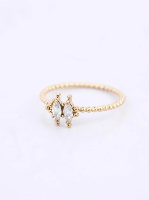 Pierścionek kryształki, stal pozłacana S412511Z00