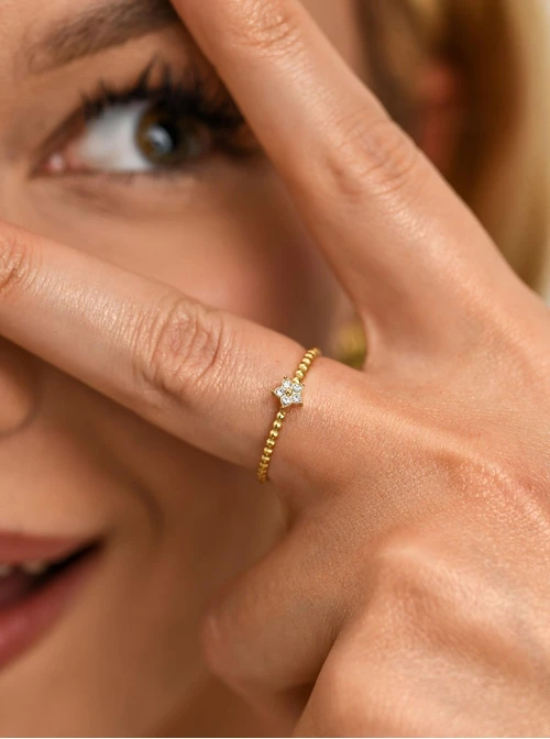 Pierścionek kwiatuszek, stal pozłacana S412498Z00