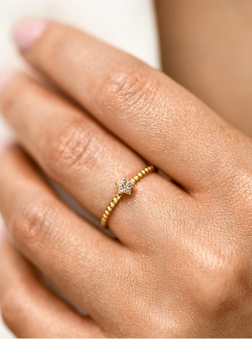 Pierścionek kwiatuszek, stal pozłacana S412499Z06