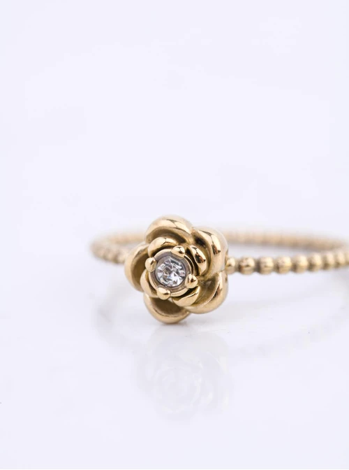 Pierścionek kwiatuszek, stal pozłacana S412500Z00