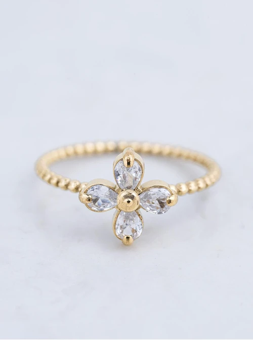 Pierścionek kwiatuszek, stal pozłacana S412507Z00