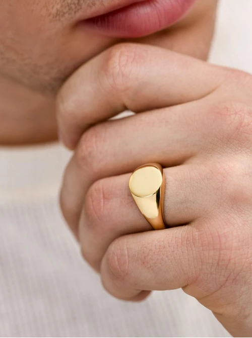 Pierścionek męski, sygnet, stal pozłacana S410555Z00