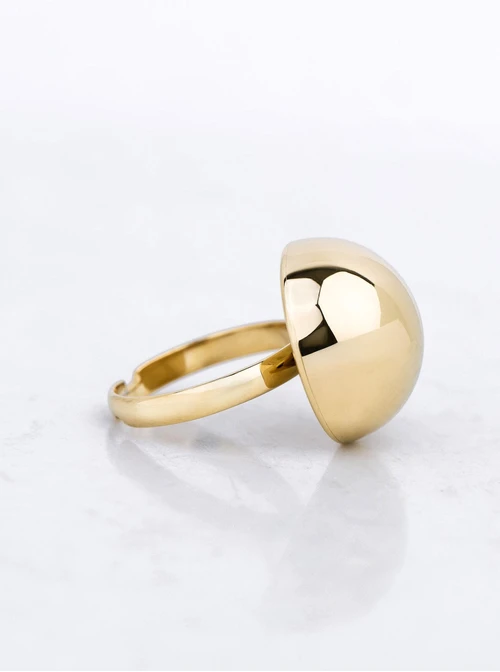 Pierścionek regulowany, dmuchana kulka, stal pozłacana S412554Z00-0