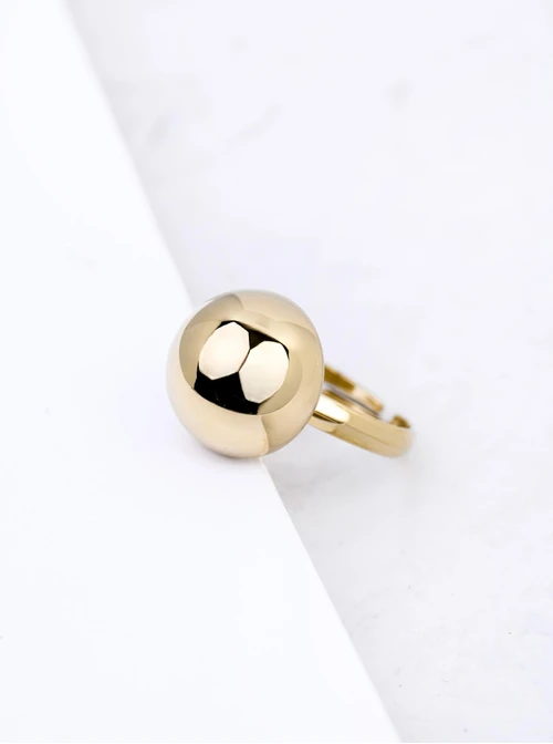 Pierścionek regulowany kulka, stal pozłacana S412544Z00-0