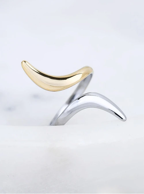 Pierścionek regulowany, stal pozłacana S412326M00-0