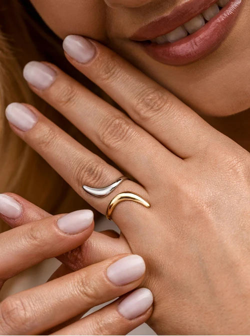 Pierścionek regulowany, stal pozłacana S412326M00-0