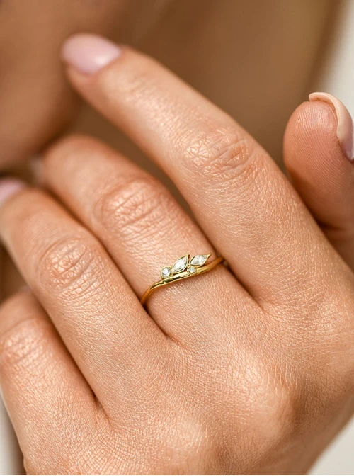 Pierścionek kryształki, stal pozłacana S412449Z00