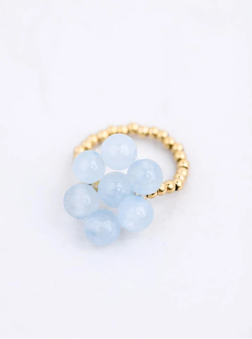 Pierścionek kwiat, Agat, stal pozłacana S412437Z04-0