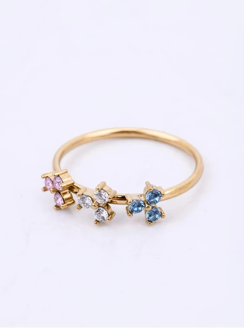 Pierścionek kwiatuszki, stal pozłacana S412377Z00