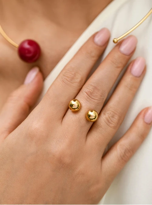 Pierścionek regulowany kulki, stal pozłacana S412542Z00-0