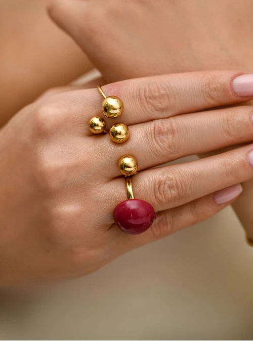 Pierścionek regulowany kulki, stal pozłacana S412542Z00-0