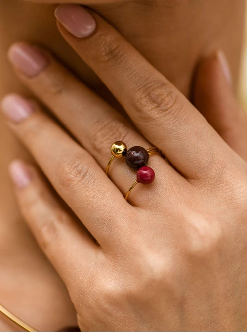 Pierścionek regulowany kulki, stal pozłacana S412549Z00-0